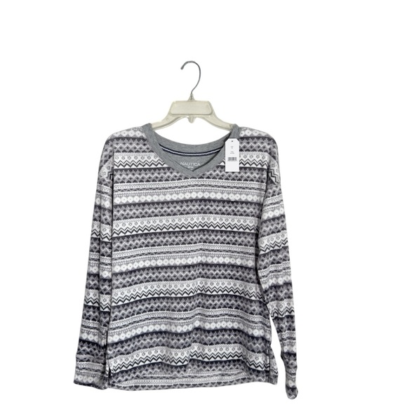 Nautica Womens 2 Piece Fleece Pajama Set V Neck Long Sleeve Pants With P… - Picture 4 of 13